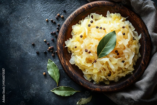 Obraz Sauerkraut with Bay Leaves – A Fresh and Flavorful Side Dish