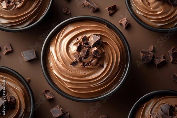 Obraz Delicious Chocolate Mousse Topped with Chopped Chocolate – A Creamy Delight