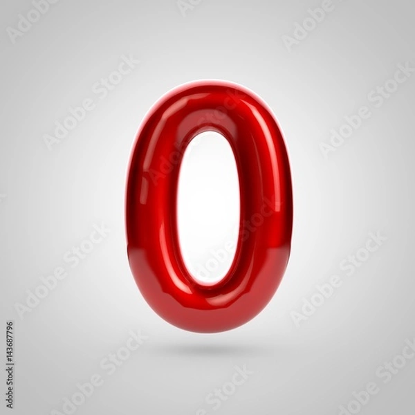Fototapeta Metallic paint red number 0