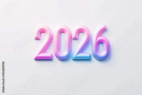 Obraz Colorful render of the number 2026 with a dynamic gradient design showcasing creativity