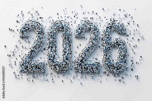 Fototapeta Dynamic 2026 render made of colorful cubes scattered in a creative arrangement