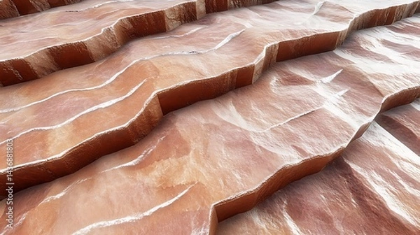 Fototapeta Abstract Terraces Formed by Mineral Deposits in a Natural Landscape