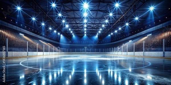 Obraz Empty Hockey Rink at Night: Dramatic Ice and Lighting Stock Photo