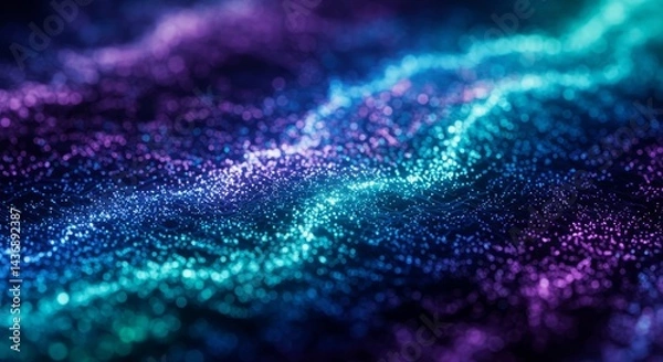Fototapeta Abstract Glowing Particle Background With Blue And Purple Waves