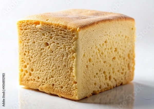 Fototapeta Fresh Yeast Block on White Background - High-Resolution Stock Photo