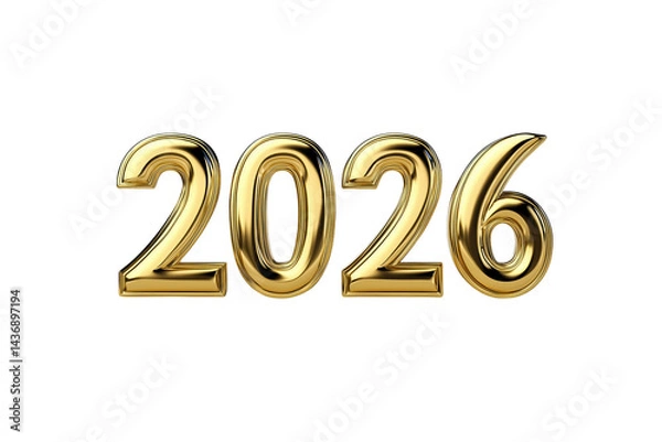 Fototapeta Elegant golden render of the year 2026 design showcasing modern typography