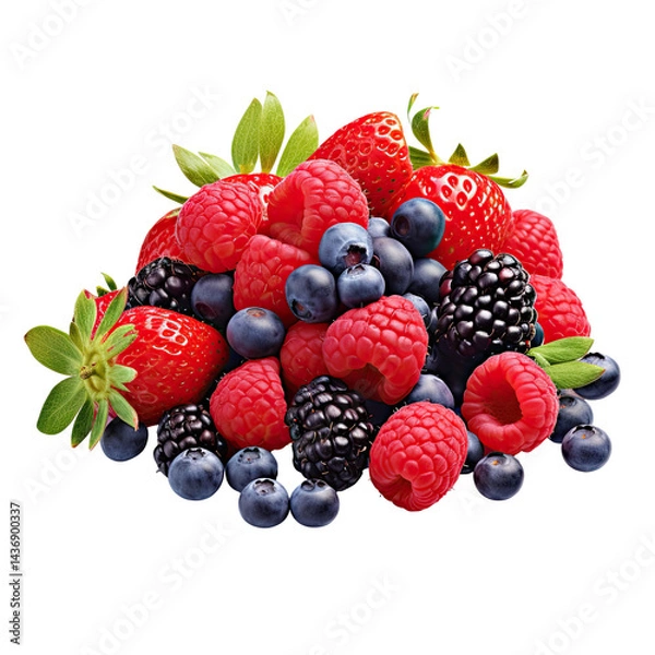 Fototapeta Mixed Berries Assortment Image on transparent background
