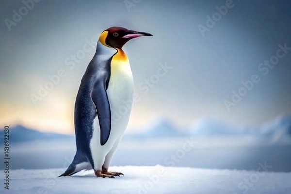 Obraz Minimalist Penguin on White Background, Isolated PNG Image for Design Projects