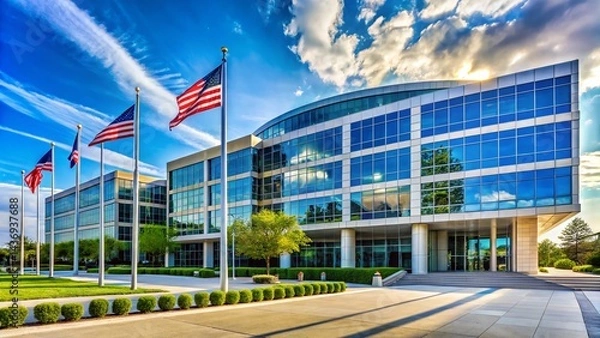 Obraz Panoramic View of Modern Government Office Building Exterior
