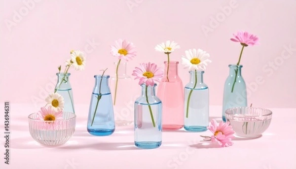 Fototapeta 美しい花、ガラスの花瓶