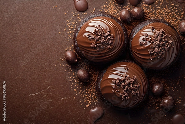 Obraz Rich Chocolate Dessert with Chocolate Ganache and Cocoa Sprinkles