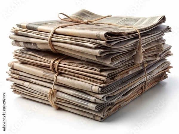 Fototapeta Stack of Old Newspapers, Isolated Cutout with Shadow, PNG File