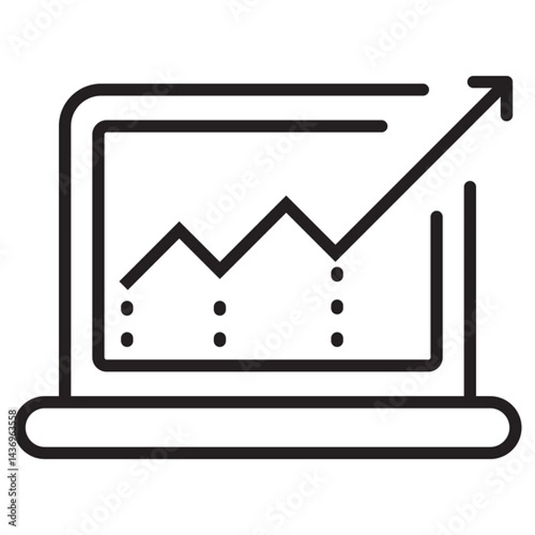 Obraz Vector illustration of laptop and graphic with line style suitable for business growth icon