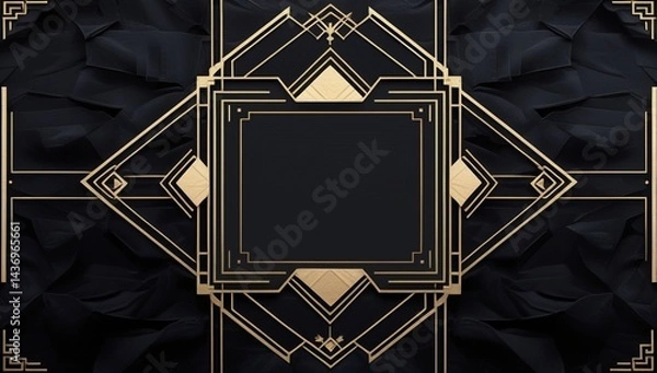 Fototapeta Art Deco Elegance – Intricate Gold Geometric Patterns
