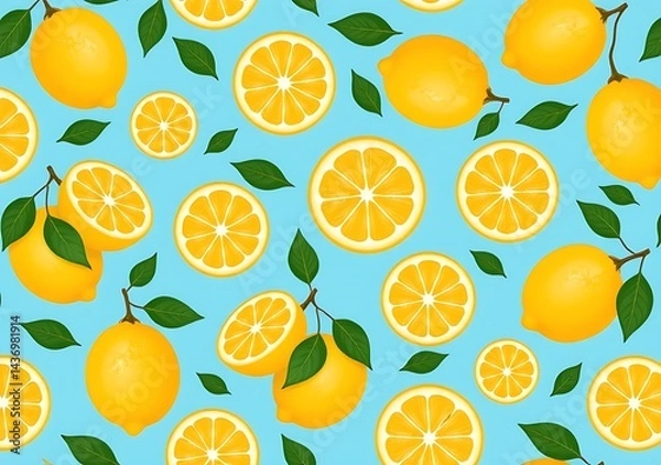 Fototapeta Seamless pattern of lemons and lemon