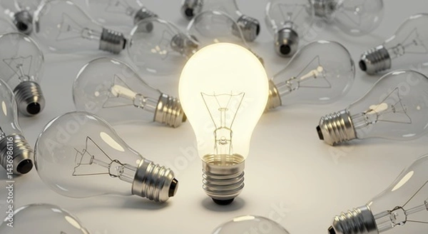 Fototapeta source light is noticeably superior other sources light pale concept related to generating new ideas inspiring innovation thinking differently being distinct from general population rendered three