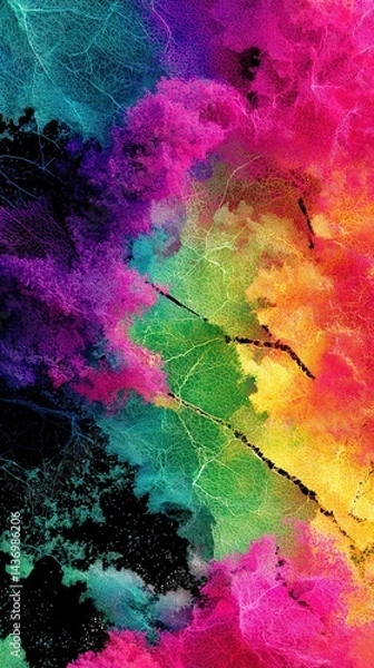 Fototapeta Abstract art with vibrant colors and intricate branching patterns