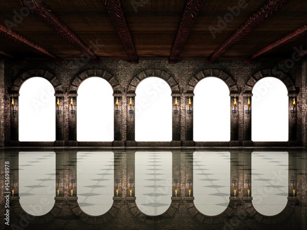 Obraz Medieval hall and arches