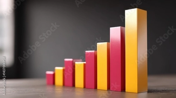 Obraz Visualizing performance metrics, contrasting red and yellow bars on a dynamic bar chart