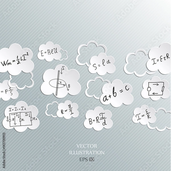 Fototapeta Mathematical equations and formulas in the clouds.