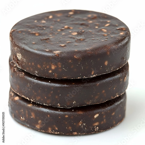 Obraz Stacked dark brown round cookies stack