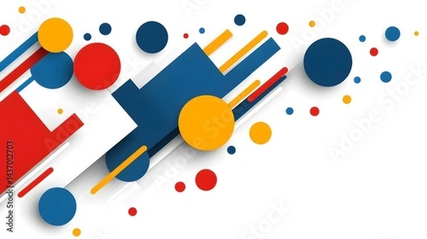 Obraz Abstract Geometric Shapes Background Red Blue Yellow Circles