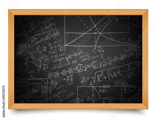 Fototapeta Science. Mathematical and physical formulas on school blackboard  