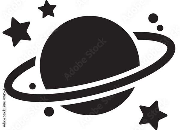 Obraz Planet with ring and stars