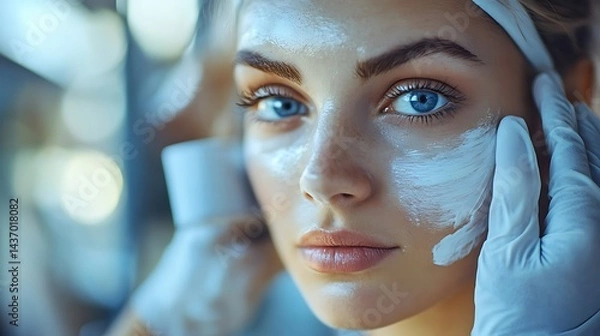 Obraz Facial Treatment with Cream Application