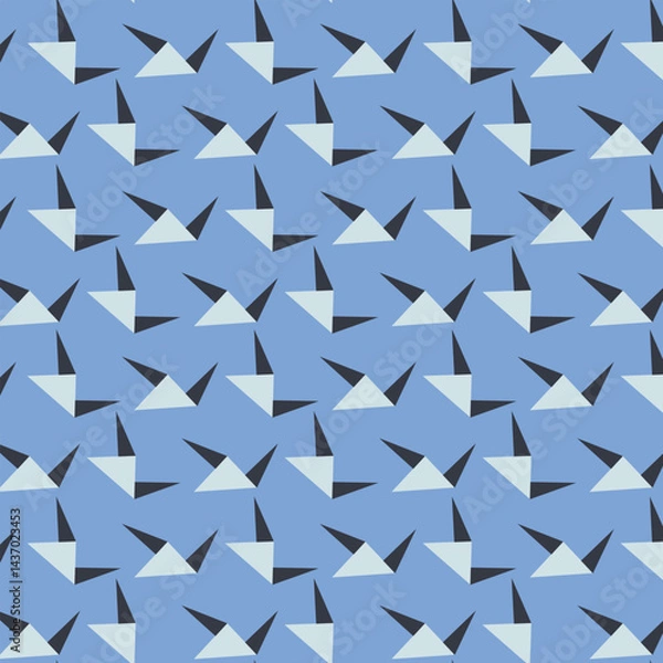 Fototapeta Geometric Abstract Seamless Pattern for Textile Print for Fabric, Modern Triangle Shapes on Blue Background