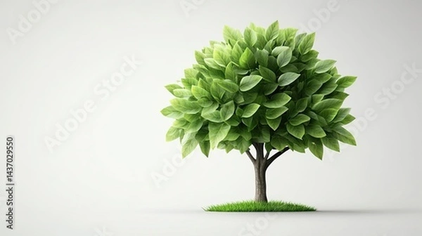 Obraz Tree on transparent background, real tree green leaf isolate die cut png file  