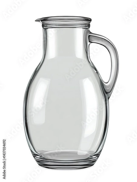 Fototapeta A clear glass pitcher with a handle, perfect for serving beverages