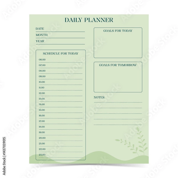 Obraz Modern and simple template for daily planner with soft pastel color of digital planner 2