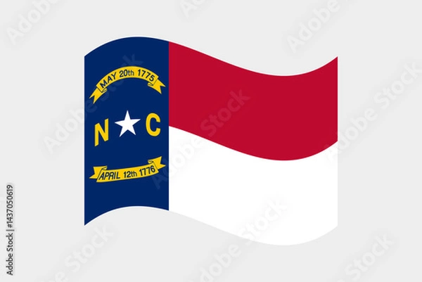 Fototapeta Flag of North Carolina. North Carolina wavy flag digital vector illustration. Fluttering flag.