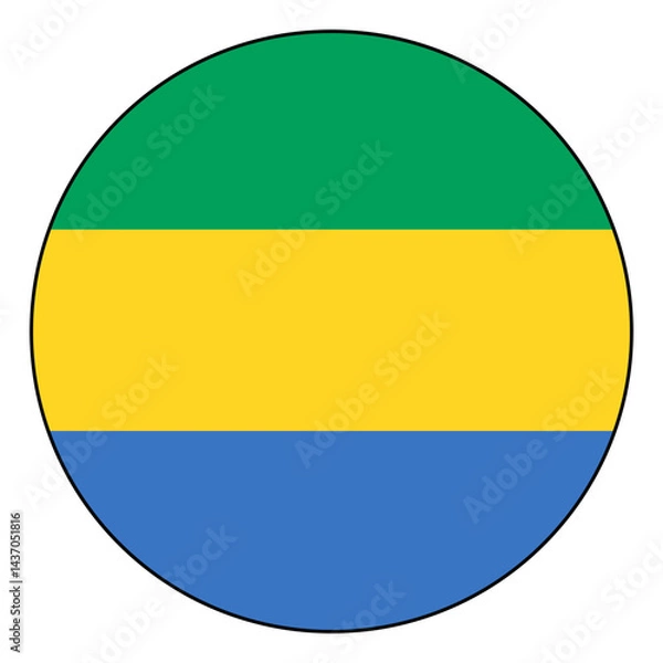 Fototapeta Flag of Gabon. Black edge. Gabon circle flag logo icon computer vector illustration design.
