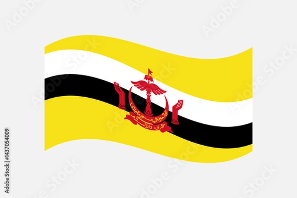 Fototapeta Flag of Brunei. Brunei wavy flag digital vector illustration. Fluttering flag.