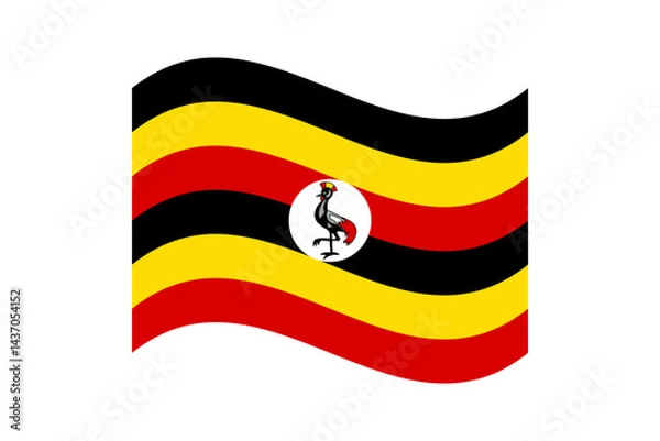 Fototapeta Flag of Uganda. Uganda wavy flag digital vector illustration. Fluttering flag.