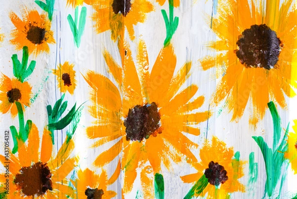 Obraz Sunflower painting on the wall