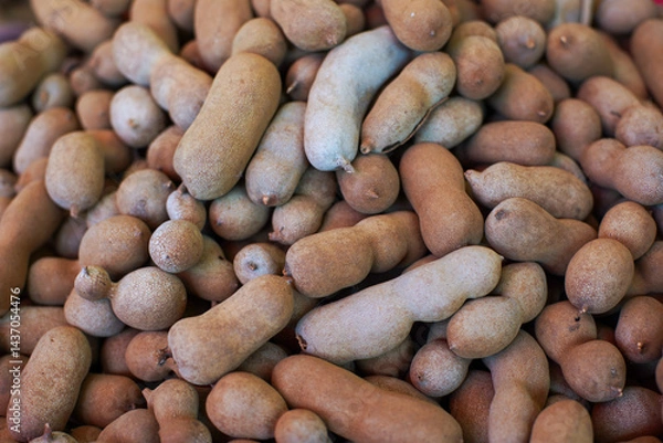 Fototapeta Pile of tamarind on the shop floor for the background