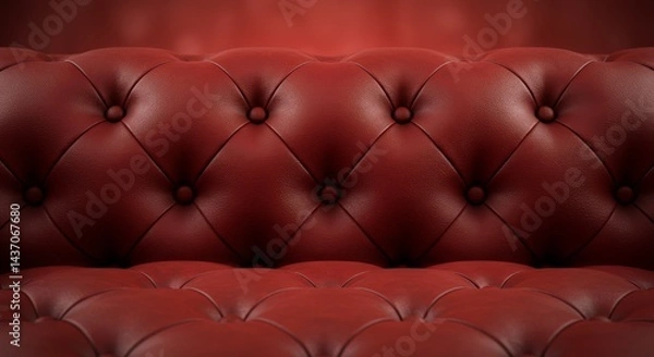 Fototapeta Immerse yourself abstract red upholstery ideal design applications showcasing rich red leather upholstery pattern classic sofa buttons close up D rendering evoking luxury