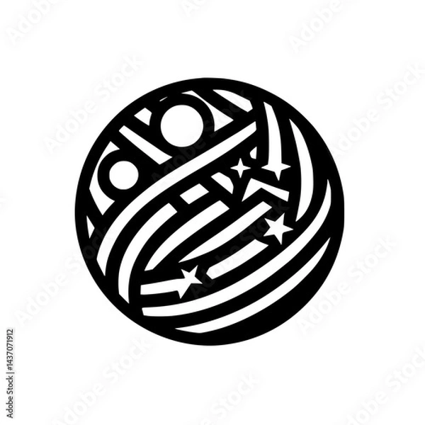 Fototapeta Abstract Black & White Orb with Starry Lines, Vector Graphic