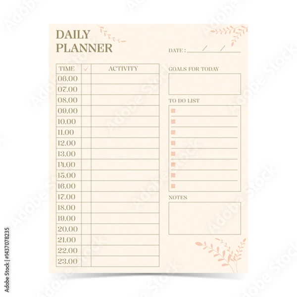 Fototapeta Modern and simple template for daily planner with soft pastel color of digital planner 3