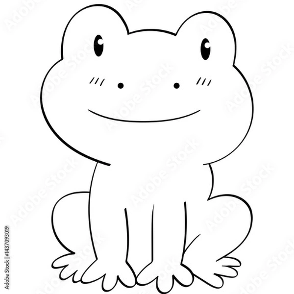 Obraz frog sitting smiling doodle illustration