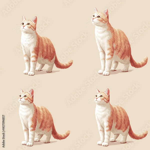 Fototapeta cat seamless pattern light orange background