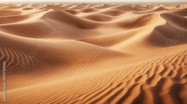 Obraz Waves of warm sand dunes stretch into the horizon, creating a textured and mesmerizing desert