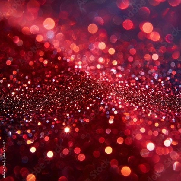 Obraz 2D red glitter background with dense crimson and ruby particles creating rich luxurious texture. Elegant surface concept