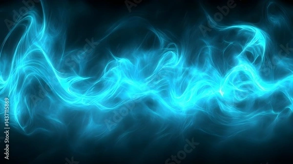 Fototapeta Blue Fractal Energy Bursts Radiating in Motion on Dark Background
