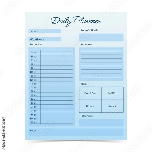 Obraz Modern and simple template for daily planner with soft pastel color of digital planner 4