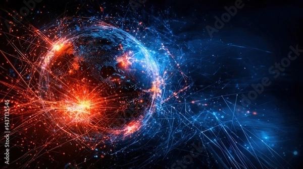 Obraz Global cyberattack hackers targeting infrastructure digital realm visual representation abstract high-tech concept