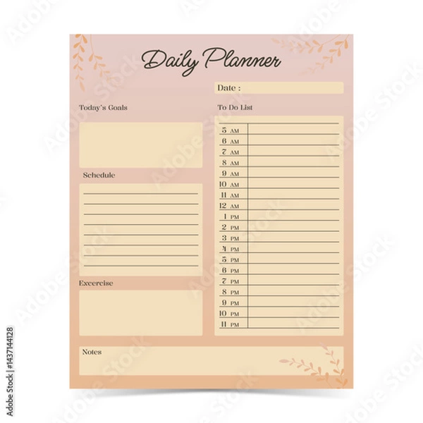 Obraz Modern and simple template for daily planner with soft pastel color of digital planner 5